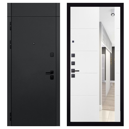 Гранит Горизонт с фрамугой, панель 083 Белый софт зеркало 10 мм