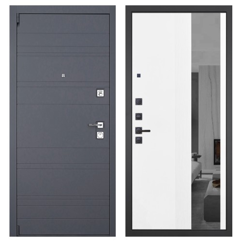 Гранит С60, панель 085 Белый рельеф софт с тонированным зеркало 10 мм