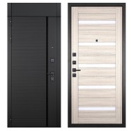 Гранит Пиано Черная с фрамугой, панель 030 царга Сандал светлая 16 мм