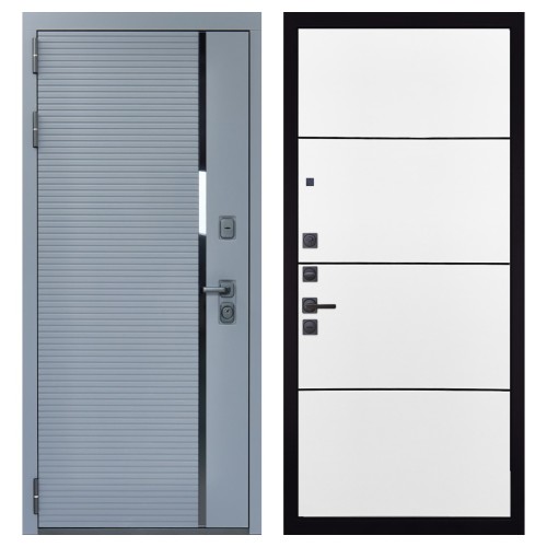 Гранит Пиано Серая, панель 079 Белый софт, черный молдинг 12 мм