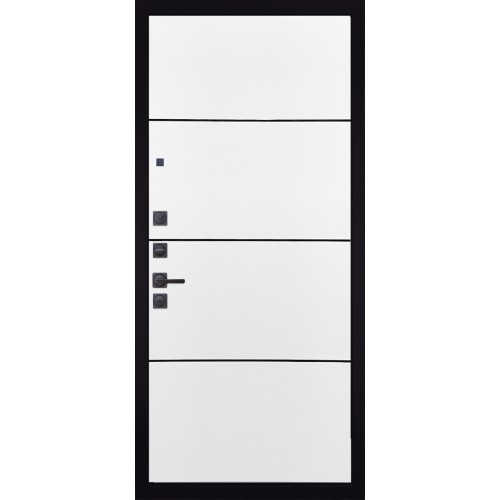 Гранит Эксклюзив, панель 079 Белый софт, черный молдинг 12 мм