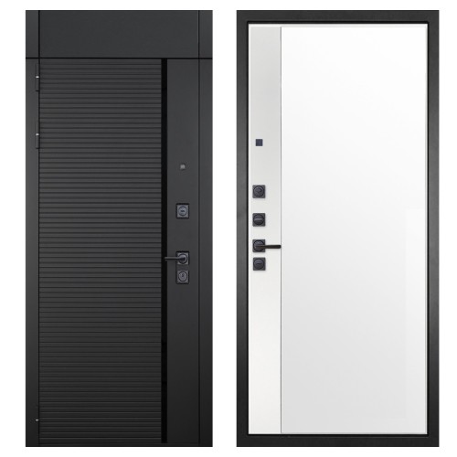 Гранит Пиано Черная с фрамугой, панель 075 зеркало макси бок белое 16 мм