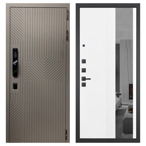 Гранит Смарт Нанорельеф, панель 085 Белый рельеф софт с тонированным зеркало 10 мм