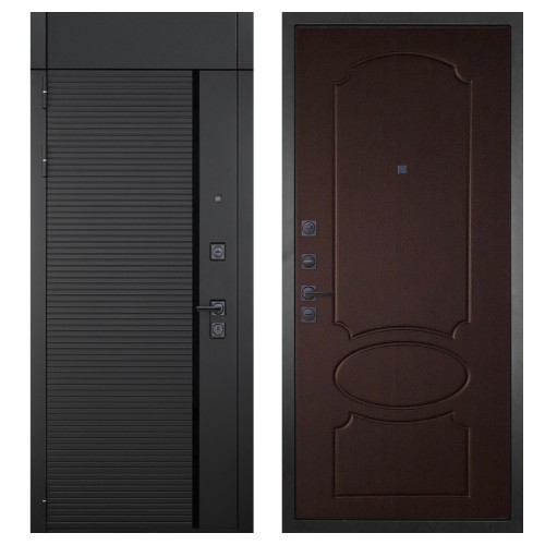 Гранит Пиано Черная с фрамугой, панель 007 Венге 6 мм