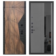 Гранит Континент с фрамугой, панель 086 Серый рельеф софт с тонированным зеркало 10 мм