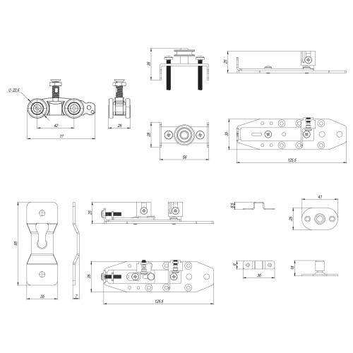 Комплект Armadillo (Армадилло) для раздвижных профильных дверей SLD.Comfort-PRO.SET4.PROF synchron/80 