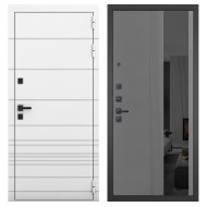 Гранит Роял белая NEW, панель 086 Серый рельеф софт с тонированным зеркало 10 мм