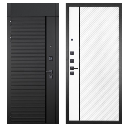 Гранит Пиано Черная с фрамугой, панель 078 Белая матовая 12 мм