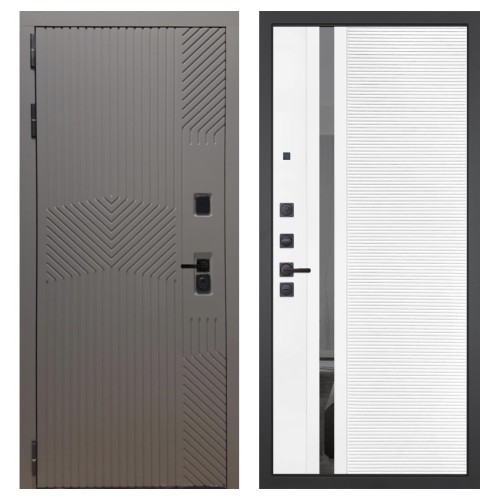 Гранит Нанорельеф, панель 089 Белый софт с зеркальной тонированной вставкой 10 мм