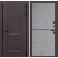 Входная дверь Полярис лайт 25 - Бетон светлый, черный молдинг