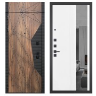 Гранит Континент с фрамугой, панель 085 Белый рельеф софт с тонированным зеркало 10 мм