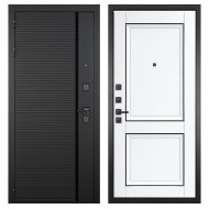 Гранит Пиано Черная, панель 070 Две филенки с молдингом белый матовый 12 мм