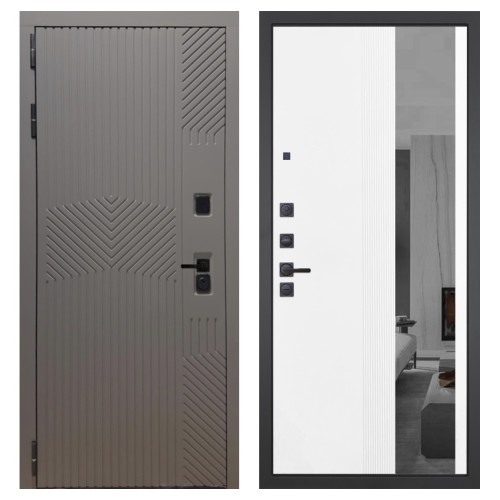 Гранит Нанорельеф, панель 085 Белый рельеф софт с тонированным зеркало 10 мм