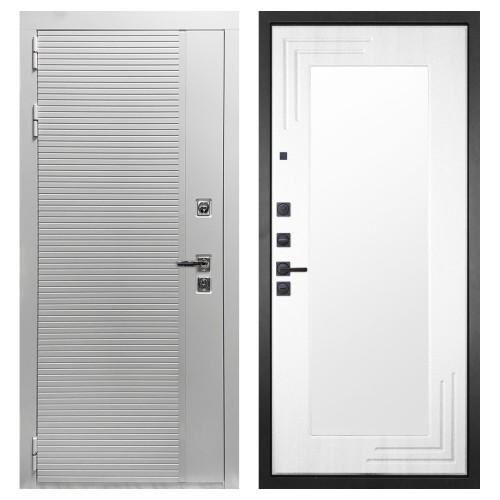 Гранит Пиано Белая, панель 019 зеркало Белый ясень 16 мм