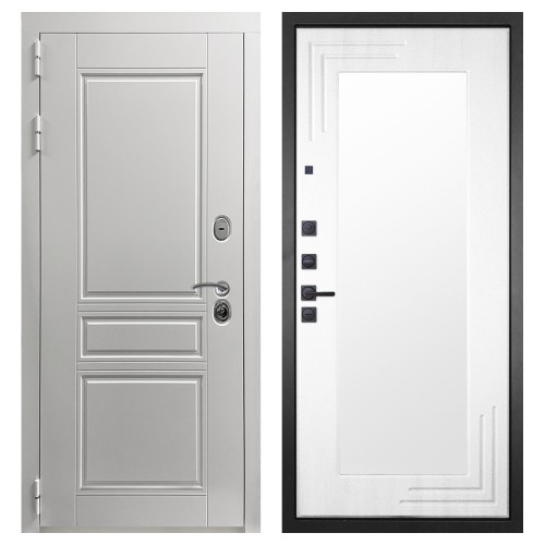 Гранит Лира Белая, панель 019 зеркало Белый ясень 16 мм