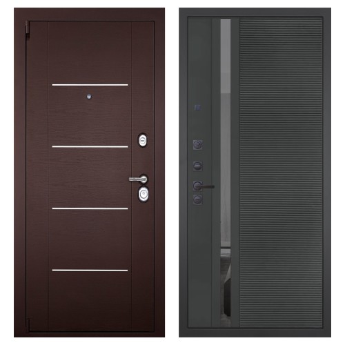 Гранит М2 Люкс, панель 090 Черный кварц с зеркальной тонированной вставкой 10 мм