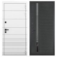 Гранит Роял белая NEW, панель 090 Черный кварц с зеркальной тонированной вставкой 10 мм