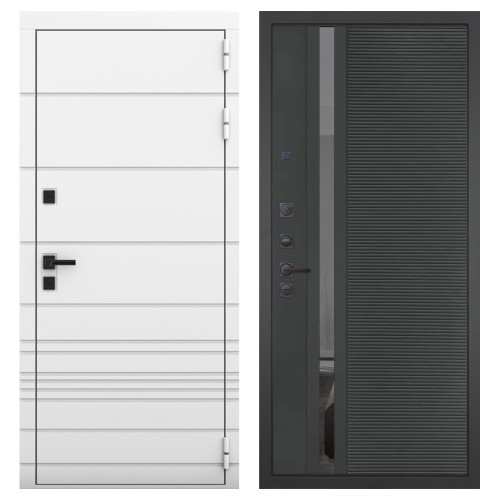 Гранит Роял белая NEW, панель 090 Черный кварц с зеркальной тонированной вставкой 10 мм