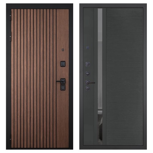 Гранит Шторм, панель 090 Черный кварц с зеркальной тонированной вставкой 10 мм