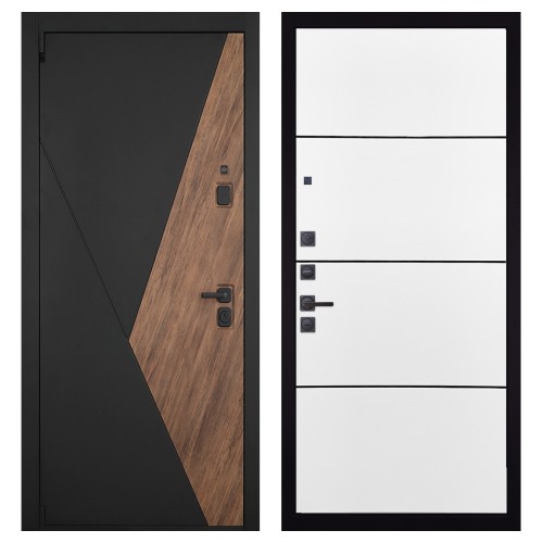 Гранит Геометрия, панель 079 Белый софт, черный молдинг 12 мм