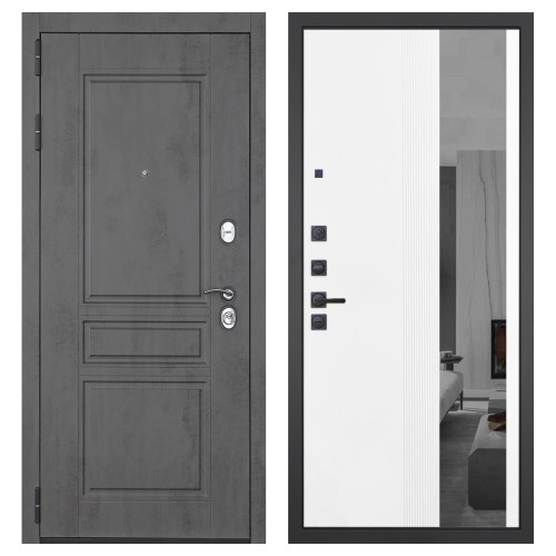 Гранит Лира, панель 085 Белый рельеф софт с тонированным зеркало 10 мм