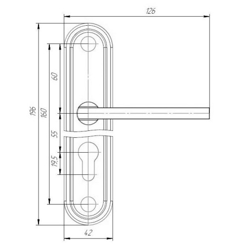 Замок Absolyute (Абсолют) врезной цилиндровый с защёлкой в комплекте с ручкой ЗВ4-3/09Р (медь), 4 кл. 