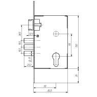 Замок Absolyute (Абсолют) врезной цилиндровый с защёлкой в комплекте с ручкой ЗВ4-3/09Р (медь), 4 кл. 