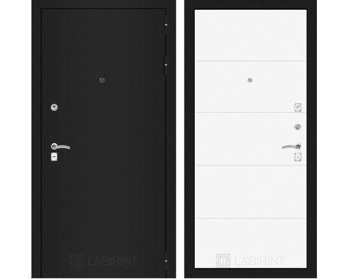 Входная дверь Лабиринт CLASSIC шагрень черная 13 - Белый софт