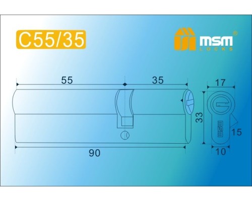 Цилиндровый механизм Msm C55/35 мм латунь Бронза (AB), перфорированный ключ-ключ (Мсм)