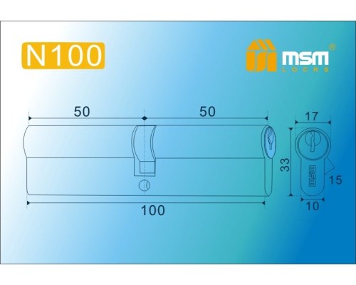 Цилиндровый механизм Msm N100 мм латунь Матовая латунь (SB), ключ-ключ (Мсм)