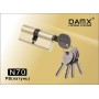 Цилиндровый механизм DAMX N70 мм Полированная латунь (PB), ключ-ключ (Дамкс)