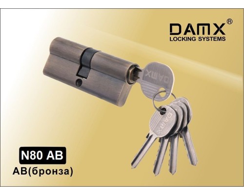 Цилиндровый механизм DAMX NW80 мм Бронза (AB), ключ-вертушка (Дамкс)