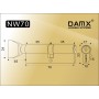 Цилиндровый механизм DAMX NW70 мм Полированная латунь (PB), ключ-вертушка (Дамкс)