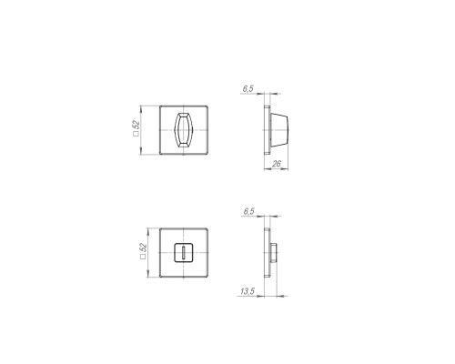 Ручка Fuaro (Фуаро) поворотная BK6.K.SL52 (BK6 SL) CP-8 хром