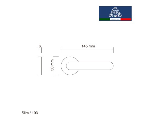 Дверная ручка на розетке PDP Slim 103.02 матовый хром