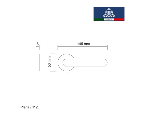 Дверная ручка на розетке PDP Plana 112.01 полированный хром