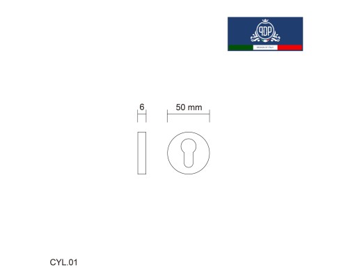 Накладка под цилиндр PDP CYL.01 матовый хром CYL.01.02