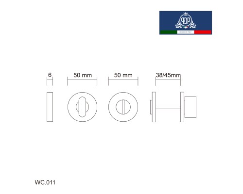 Ручка поворотная PDP WC.011 полированное золото WC.011.06 (WC фиксатор)