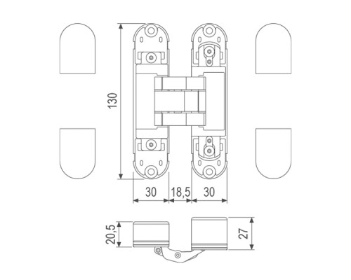 Скрытые петли AGB ECLIPSE 2.1 E30200.92.91 белый (4 накладки в комплекте), 60 кг