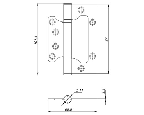 Петля Ajax (Аякс) универсальная без врезки IN4000W BL (100/P-2B 100x2,3) черный