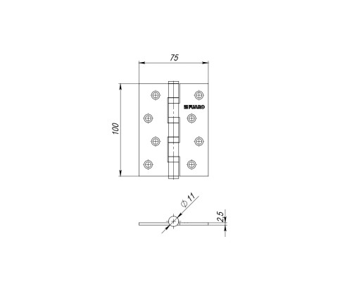 Петля Fuaro (Фуаро) универсальная IN4400U/A OS (4BB/A 100x75x2,5) античное серебро