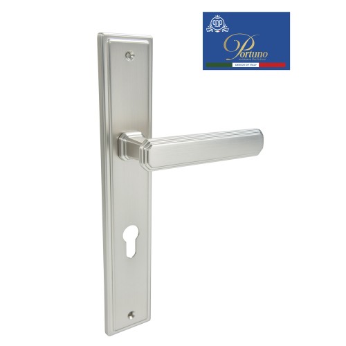 Дверная ручка на планке под цилиндр PORTUNO Pyramid 822.14CYL Матовый никель