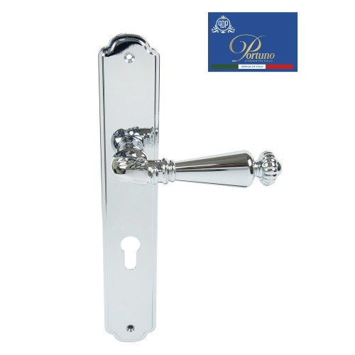 Дверная ручка на планке под цилиндр PORTUNO Ninfa 907.01CYL Полированный хром