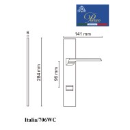Дверная ручка на планке с фиксатором PORTUNO Italia 706.07WC Матовое золото