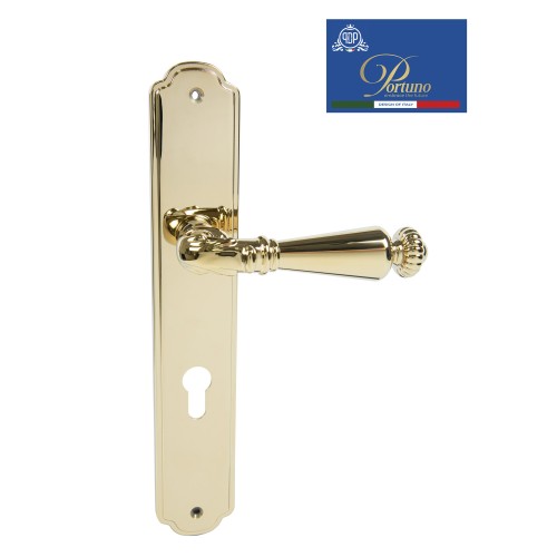 Дверная ручка на планке под цилиндр PORTUNO Ninfa 907.06CYL PVD Полированное золото