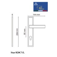 Дверная ручка на планке под цилиндр PORTUNO Star 820.11CYL Матовый кофе