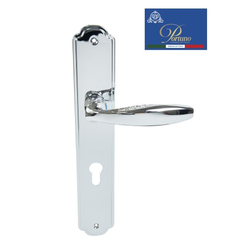 Дверная ручка на планке под цилиндр PORTUNO Anna 909.01CYL Полированный хром