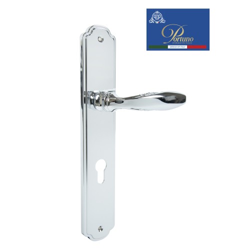 Дверная ручка на планке под цилиндр PORTUNO Anna 909.01CYL Полированный хром