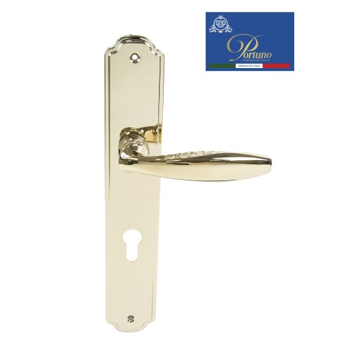 Дверная ручка на планке под цилиндр PORTUNO Anna 909.06CYL PVD Полированное золото