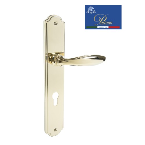 Дверная ручка на планке под цилиндр PORTUNO Anna 909.06CYL PVD Полированное золото